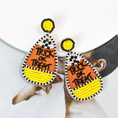 Halloween Funny Drop-shaped Letter Handmade Bead Earrings