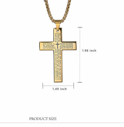 Men's Cross Necklace with Lord's Prayer