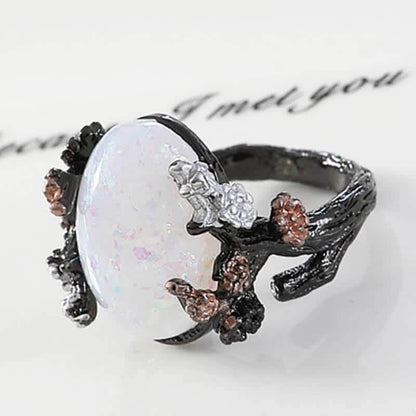 "Midnight Blossom: -Magic Tree Opal Ring