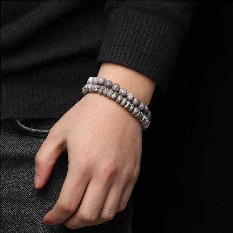 Beaded Jewelry For Man Double Layer Bracelet Set