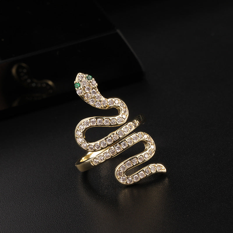 Bohemian Microencrusted Zircon Snake Ring