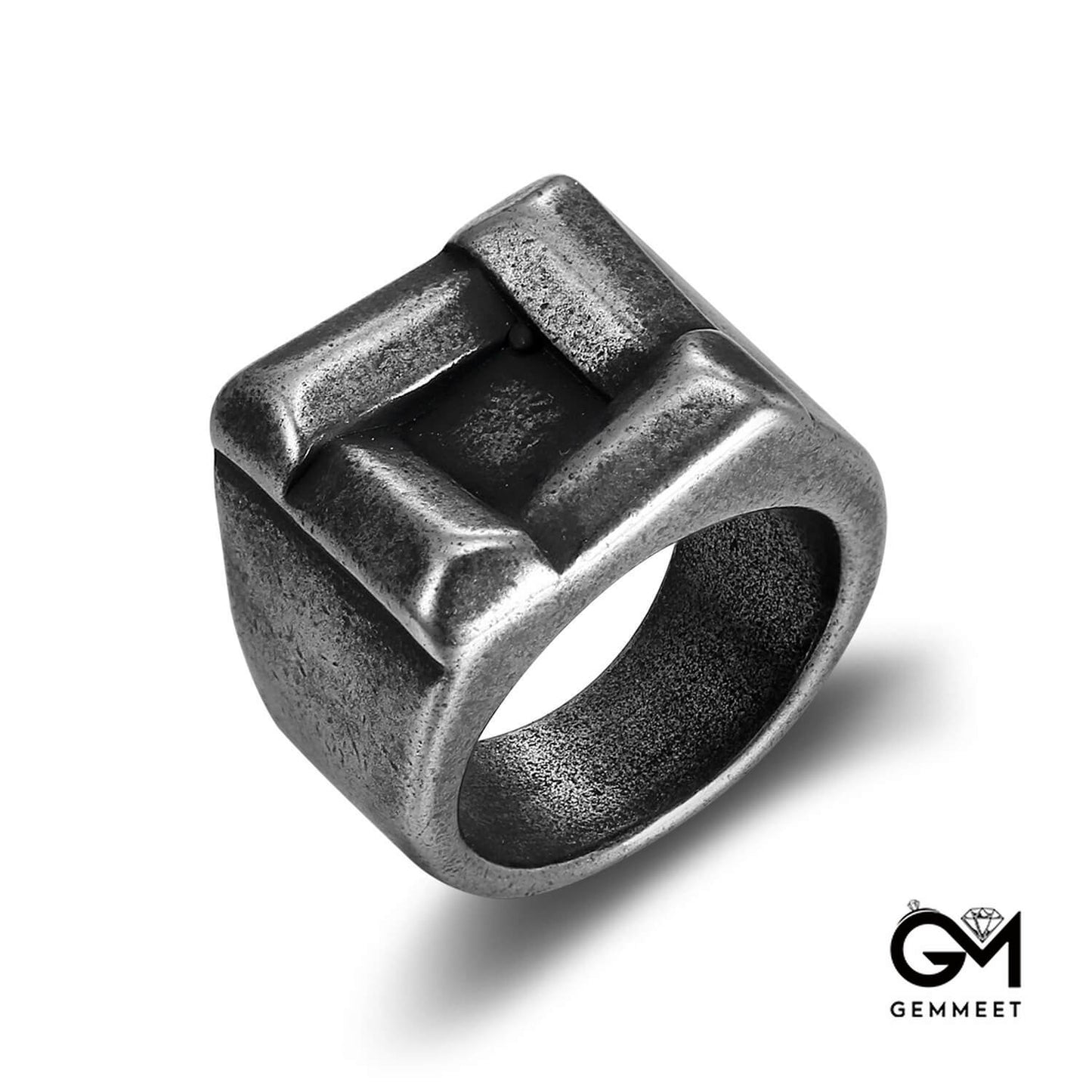 Personality Square Simple Style Retro Men's Ring