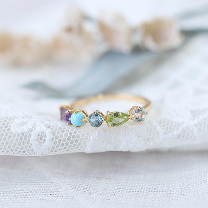 Peridot Turquoise Blue Topaz Amethyst Ring