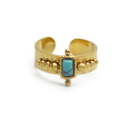 Bohemia Rectangle Turquoise Band Ring