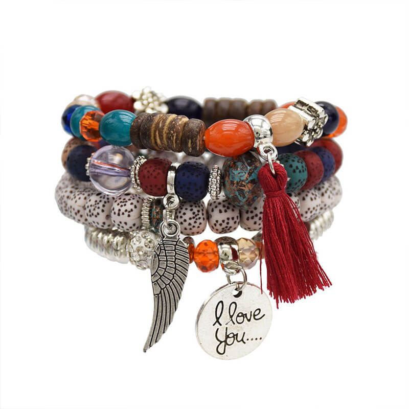 Bohemian Ethnic Beaded Layered Alloy Bracelet