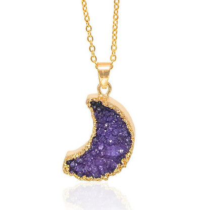 Natural Crystal Crescent Moon Necklace