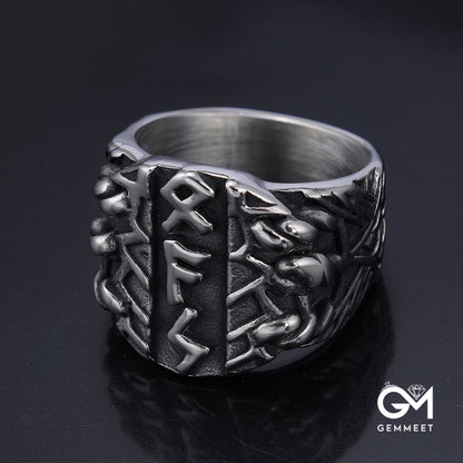 Vintage Personality Viking XFS Lettered Titanium Steel Ring