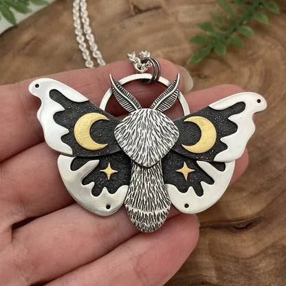 Vintage Silver Moth Necklace