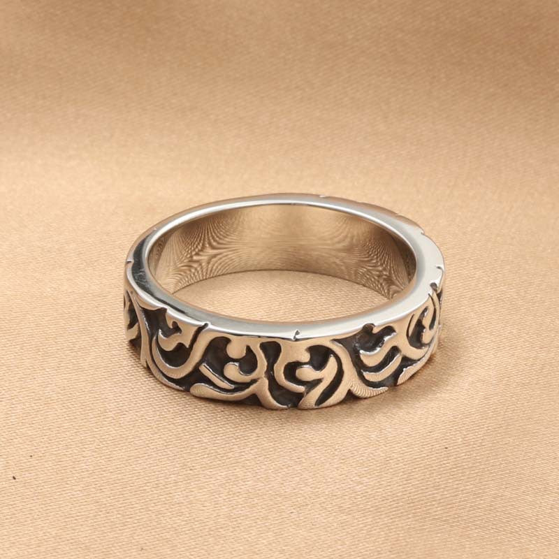 Plant Flower Vine Carved Retro Trendy Men's Ring