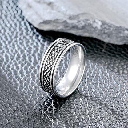 Silver Engraved Titanium Ring