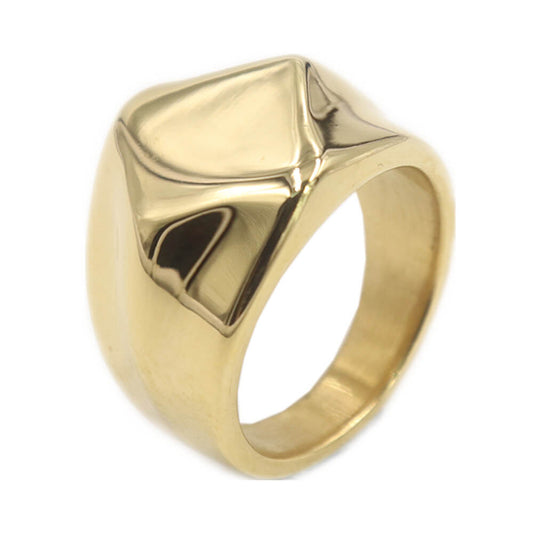 Irregular Diamond Shape Solid Stainless Steel Ring