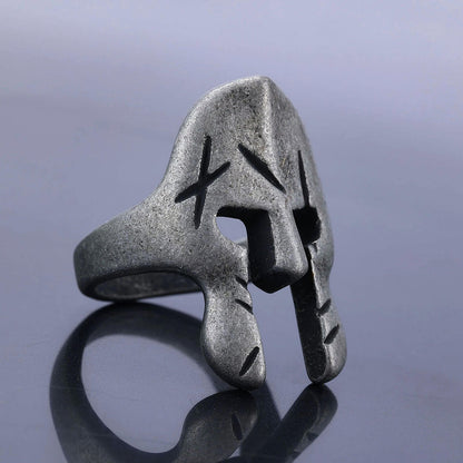 Spartan Warrior Boiled Black Mask Vintage Ring