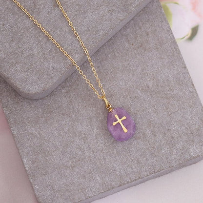 “Faith and Love" - Natural Crystal With Cross Necklace