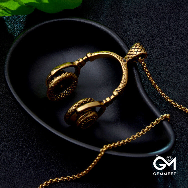 Stainless Steel Headphones Gold-plated Necklace