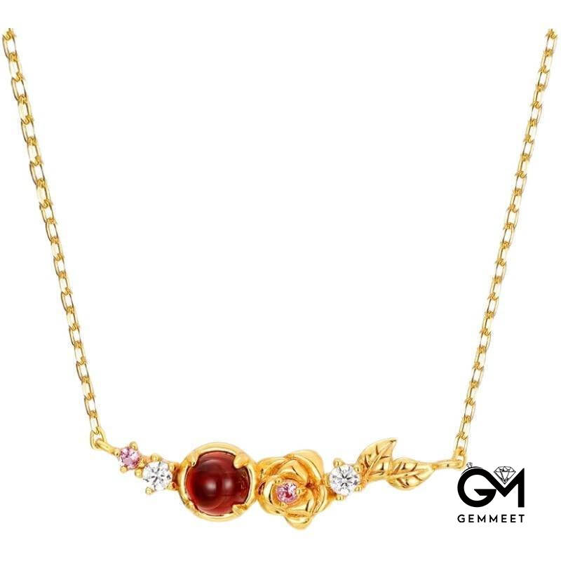 Vintage Garnet Jewel Rose Necklace