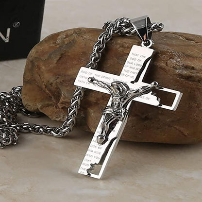 Men's Stainless Steel Cross Prayer Necklace