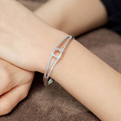 Simple Geometric Rhodium-plated Zircon Bracelet