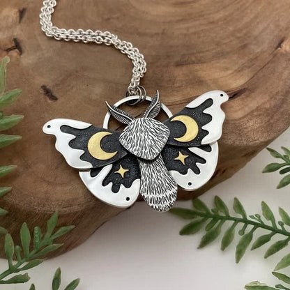 Vintage Silver Moth Necklace