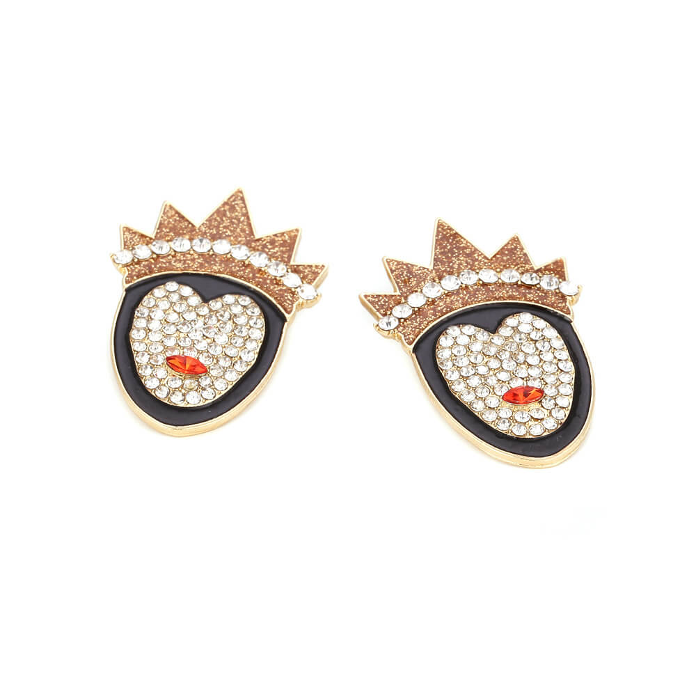 Halloween character shape inlaid zircon crown queen stud earrings dripping oil earrings