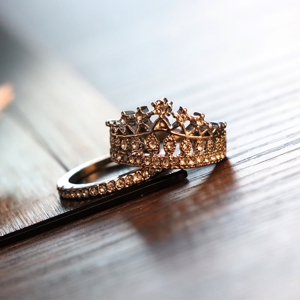 "Sweet Luxuries" 2-Piece Crown Ziracon Ring Set