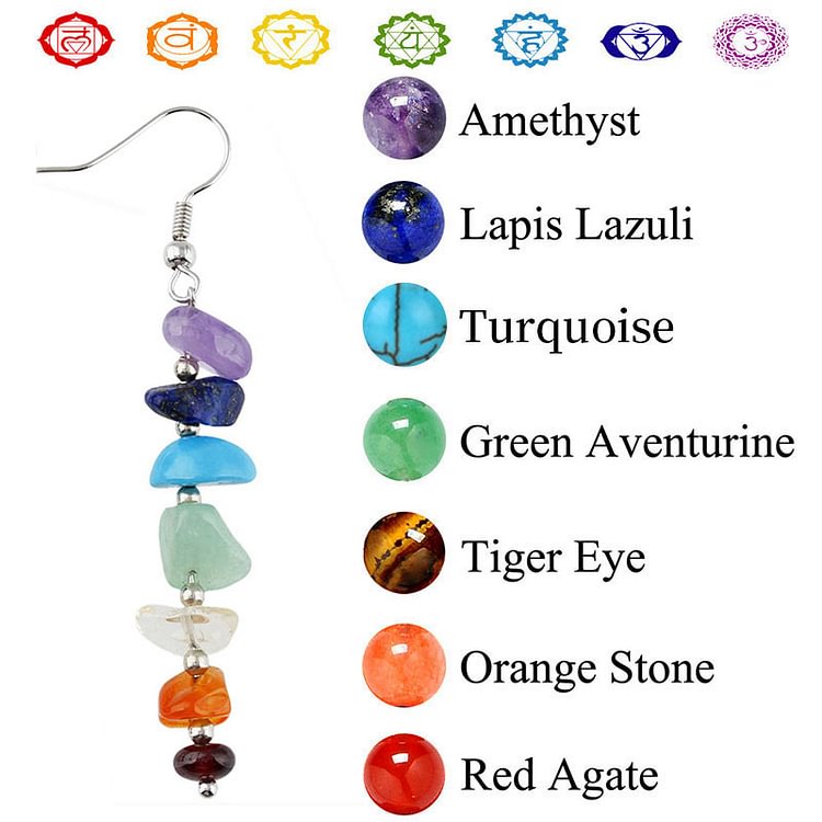 Irregular Rock Tassel Chakra Orgone Earrings