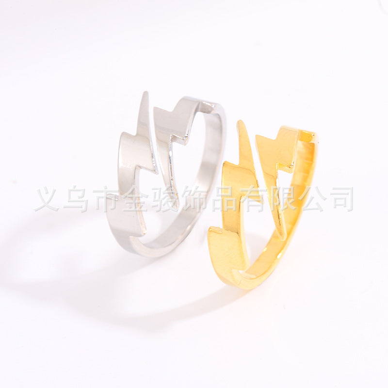 Titanium Steel Lightning Ring Hip Hop Style