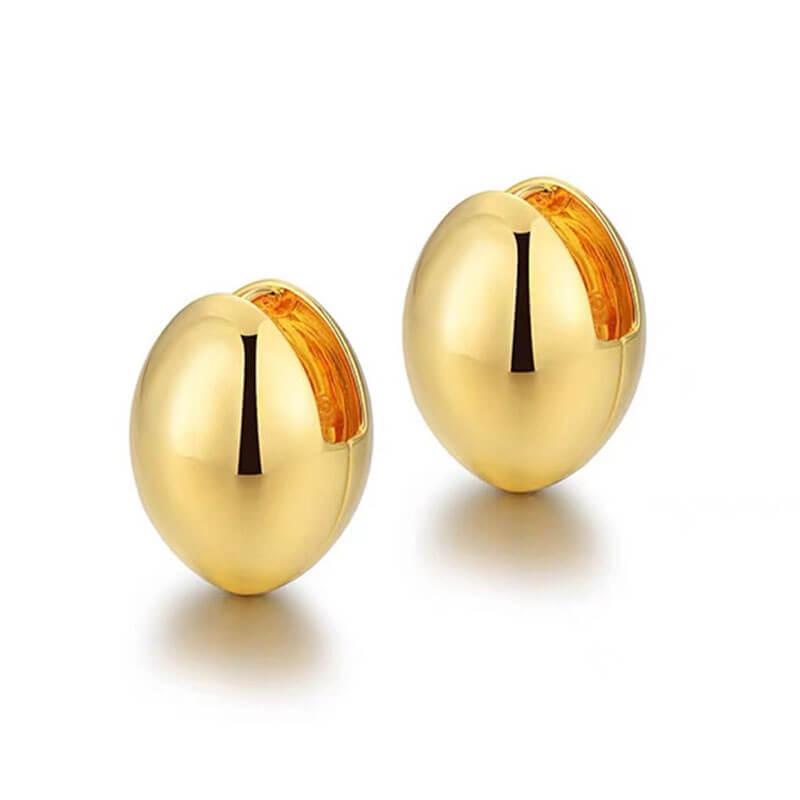 Retro Gold Eggshell Earrings Simple Fashion High Sense Water Drop Metal Circle Earrings