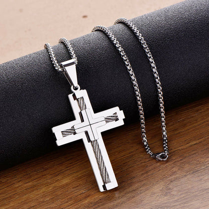 Jesus Christ Cross Pendant Stainless Steel Necklace