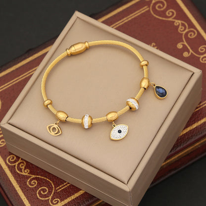 Light Luxury Stainless Steel Full Color Stone Bracelet