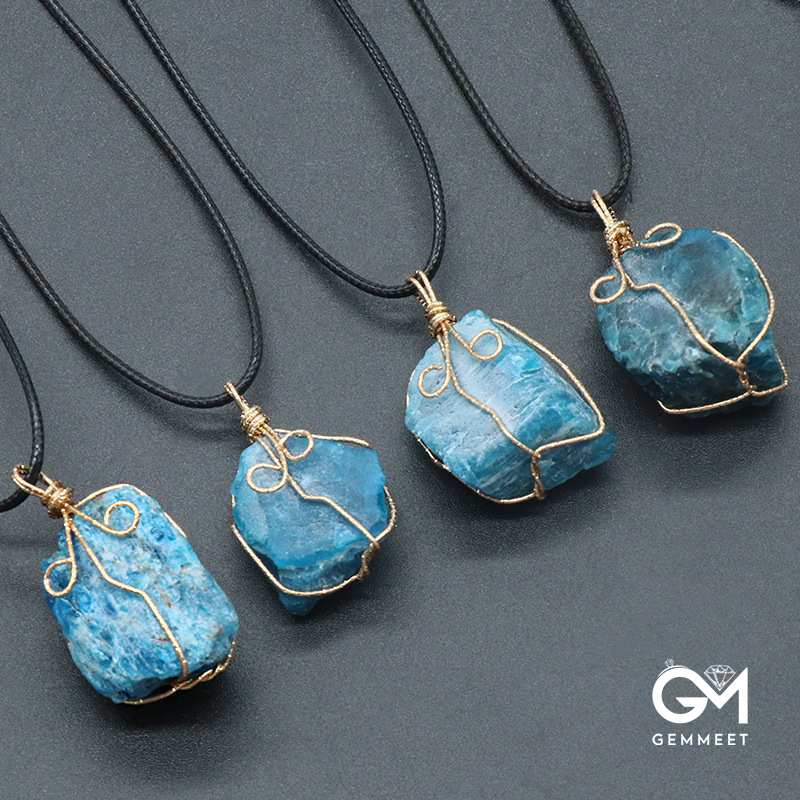 Silk Blue Apatite Irregular Stone Necklace