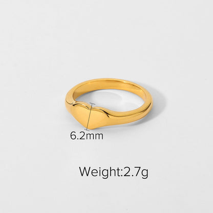 Minimalism Thin Heart Shape Signet Ring