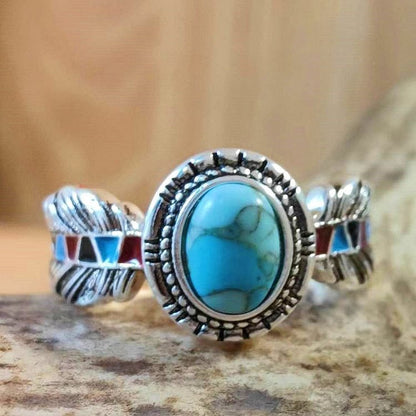 Turquoise Eagle Feather Ring