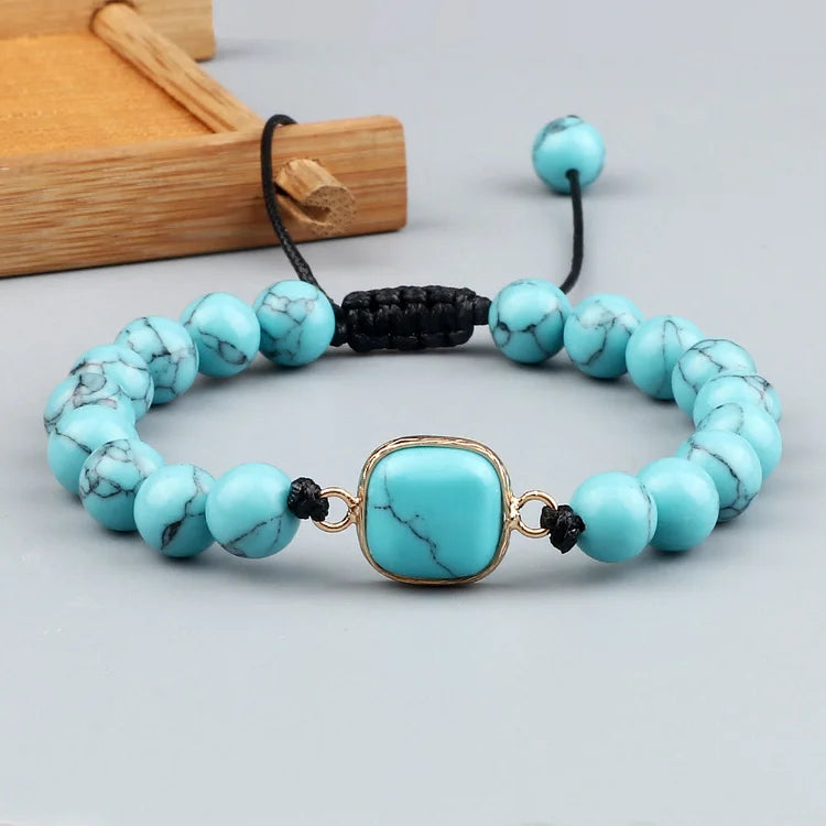 Turquoise Stone Beaded Opalite Bracelet