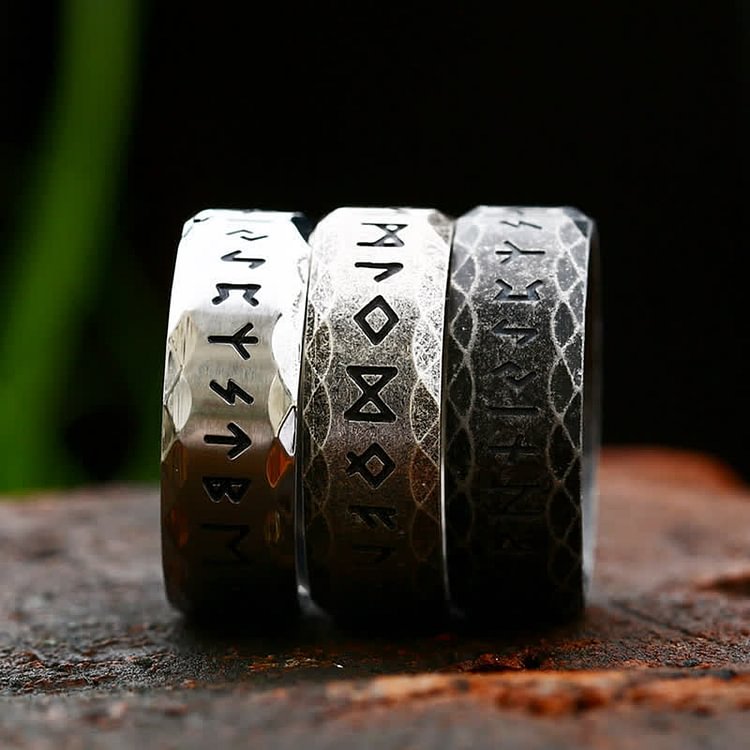 "War God" - Rune Norse Engraved Words Viking Ring