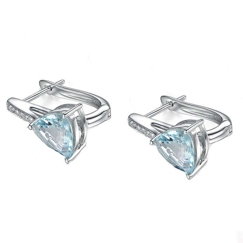 Triangle Ocean Blue Zircon Stud Earrings