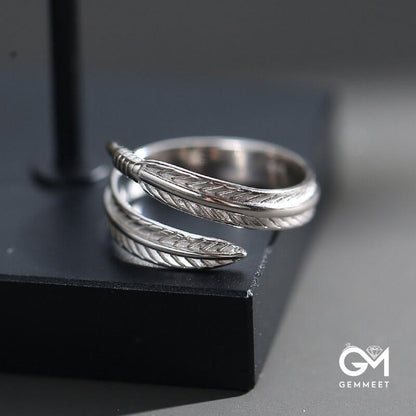 Feather Shape Character Band Ring