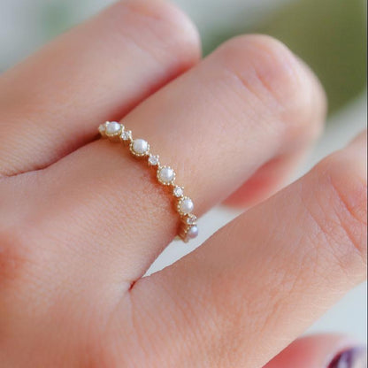 Little Starry Sky Pearl Stacking Ring