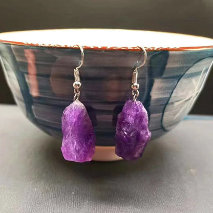 Irregular Natural Healing Amethyst Earrings