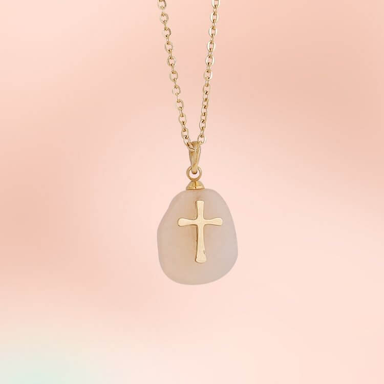 “Faith and Love" - Natural Crystal With Cross Necklace