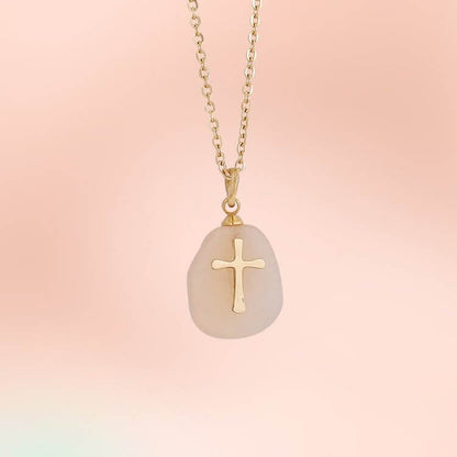 “Faith and Love" - Natural Crystal With Cross Necklace