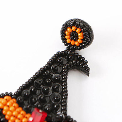 Halloween Hat Earrings Creative Bohemian Rice Beads Ethnic Style Female Models Exaggerated Lightweight Earrings