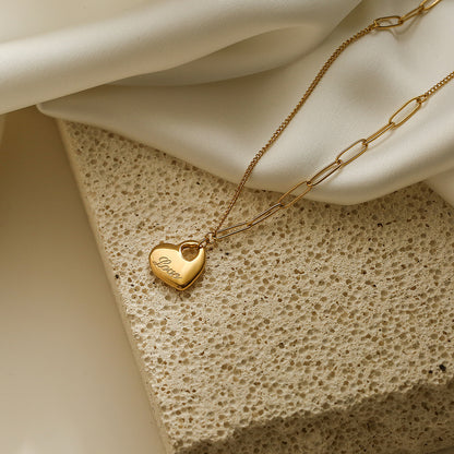 Golden Heart Shape Pendant Chain Necklace