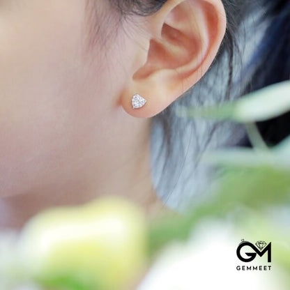 S925 Sterling Silver Love Simple Fashion White Zircon Earrings