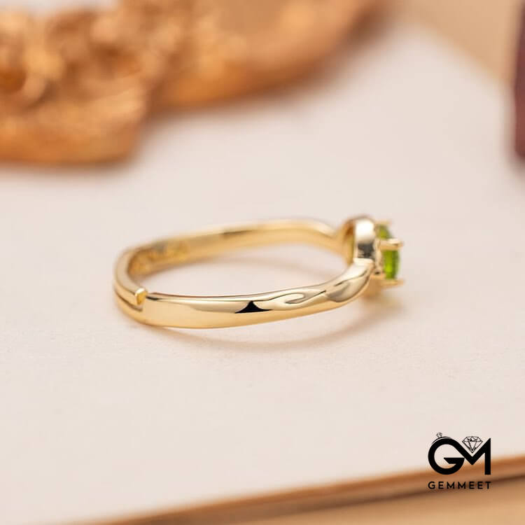 Peridot Irregular Simple S925 Gold Plated Ring