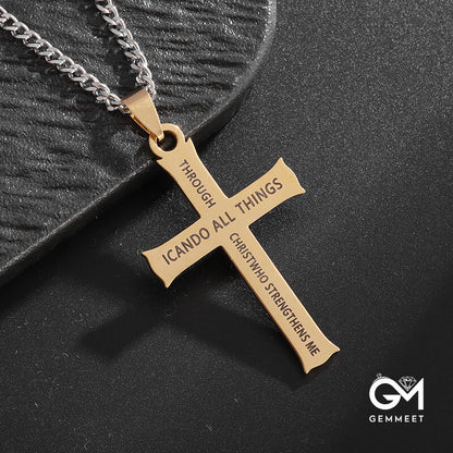 Titanium Steel Cross Pendant Necklace