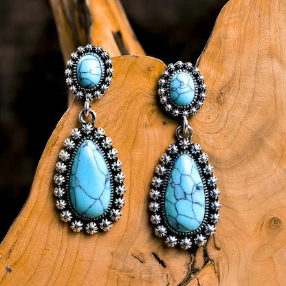 Teardrop Turquoise Silver Earrings