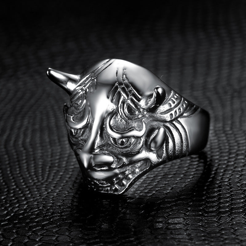 Personality Domineering Bull Horn Men Titanium Steel Ring