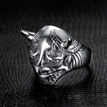 Personality Domineering Bull Horn Men Titanium Steel Ring