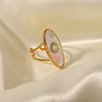 French Vintage Natural Stone Horse Eye Shape Ring