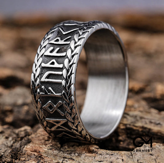 Men's Totem Rune Circle Stainless Steel Ring